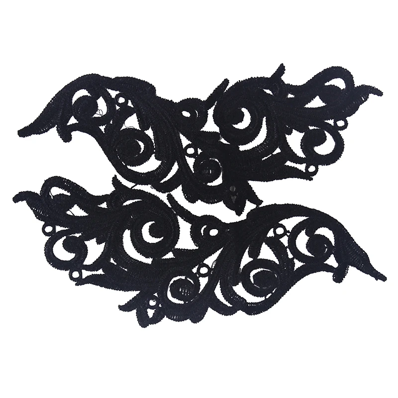 20pair Black Mirror Pair Black Floral Patches Embroidered Appliques
