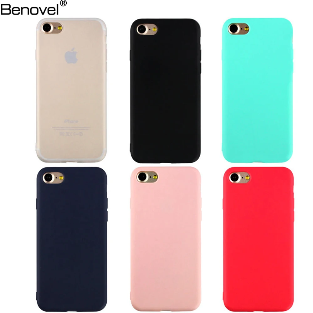Soft TPU Phone Case For iPhone 7 6 6s 8 X Plus 5 5s SE XR XS Max Ultrathin Simple Solid Candy Color Back Cover (10)
