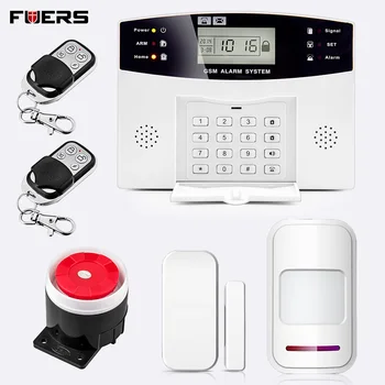 

FUERS 2019 DP500 433MHz Home Security Alarm System Wireless Door Sensor LCD Display Voice Prompt Wired Siren Kit SIM GSM Alarm