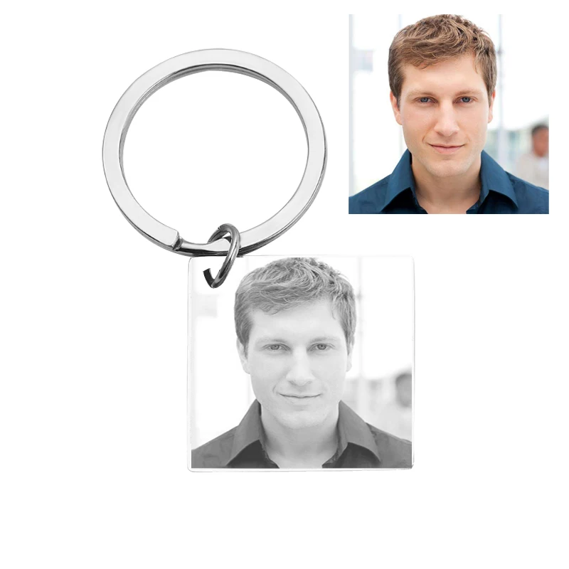 

Custom DIY Photo Keychain Stainless Steel Engraved Photo Name Pendant Female Bijoux For Love Gifts Jewelry