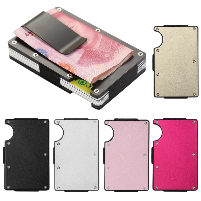 

THINKTHENDO Men Aluminum Elastic Band Slim Money Clip Credit Wallet Purse