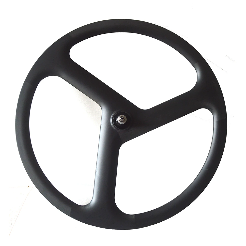 

700C Full Carbon 3 Spokes 23mm Width Clincher/Tubular Wheelset Tri-spoke Carbon Wheels for Track/ Road Bike 3K 12K Matte Finish