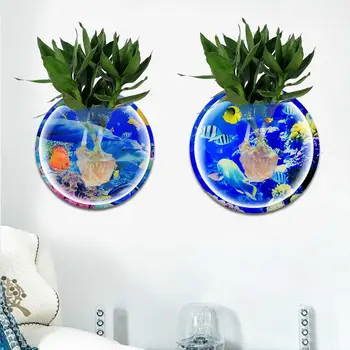 

Acrylic Wall Hanging Hydroponic Terrarium Fish Tanks Potted Plant Flower pot Aquarium Plant Ornament Home Decoration