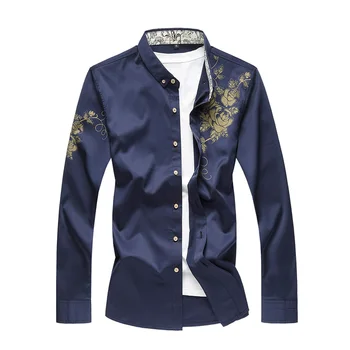 

Autumn New Men Shirt Flowers Print Beach Hawaiian Shirt Men Casual Long Sleeve Floral Hawaii Shirt Chemise Homme 4XL 5XL 6XL 7XL