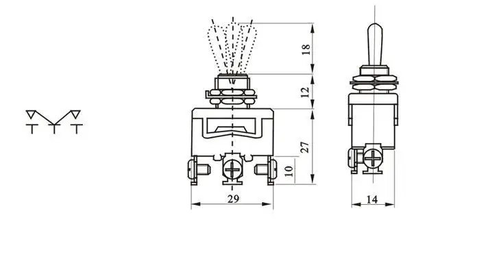 5 шт. новые Рычажные тумблерные переключатели E-TEN1122 3PIN ON-OFF-ON 15A 250 V