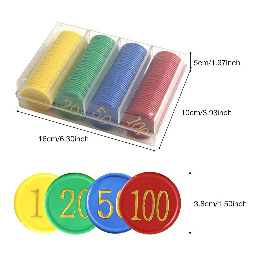 160-piece Plastic Poker Chips With 4 Gold Numbers Printed For Plastic Coins Game Chips-yellow + Green + Red + Blue