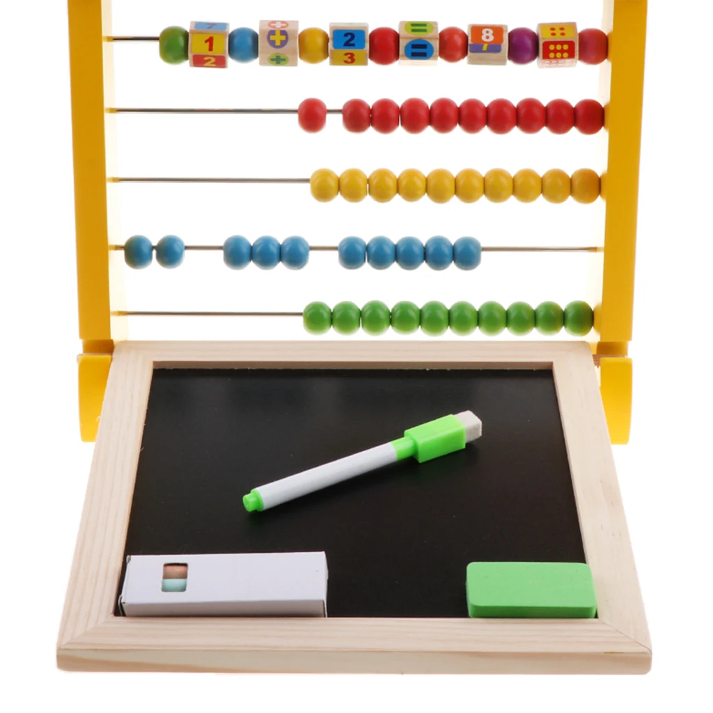 4 в 1 Дошкольное Игрушки для раннего обучения-Деревянный алфавит и номер Abacus-красочные ABC блоки и для изучения математики Activity Center