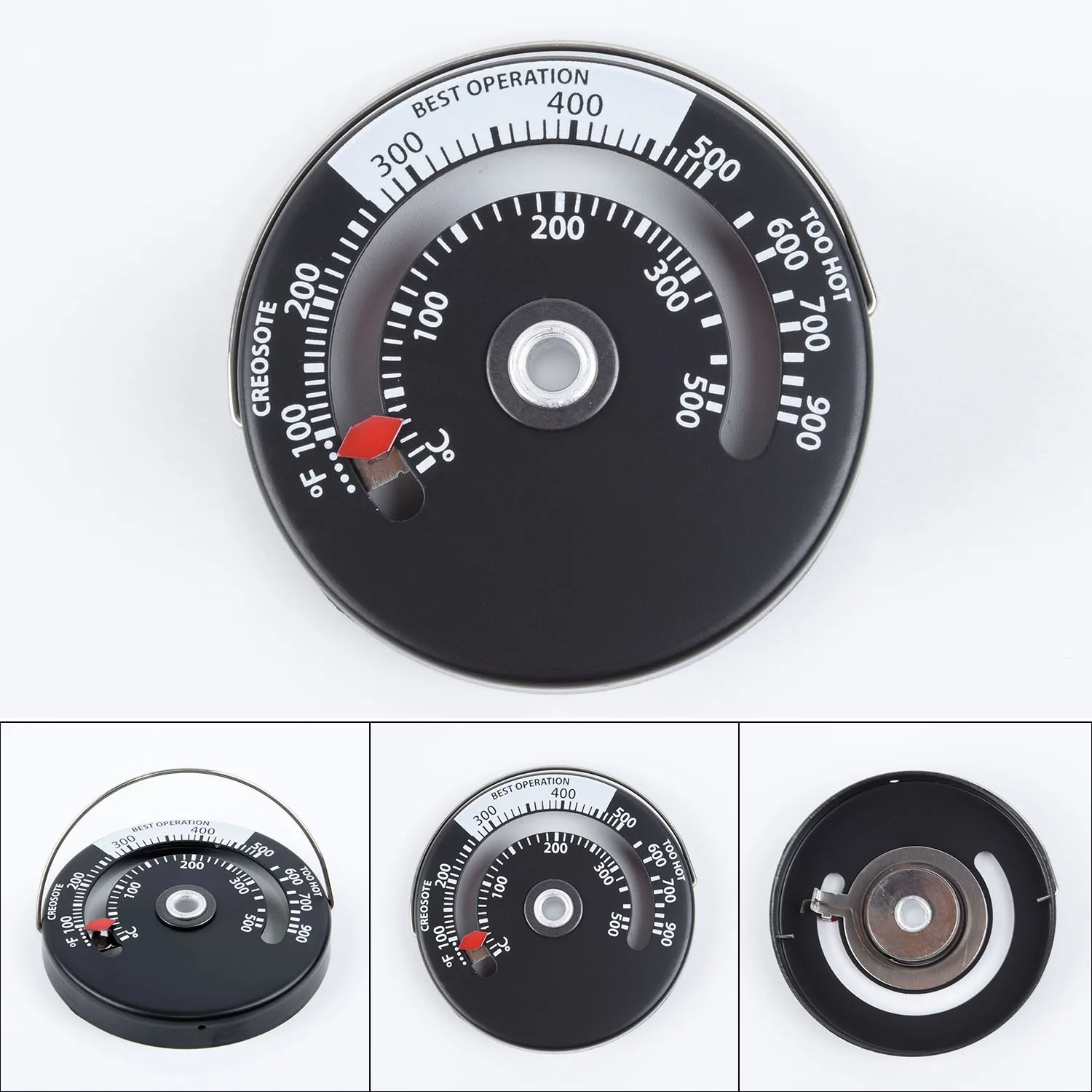 

Fire Flue Temperature Monitor Stove Pipe Thermometer Alloy Meter Thermometer Gauge Wood log Burning Magnetic Black
