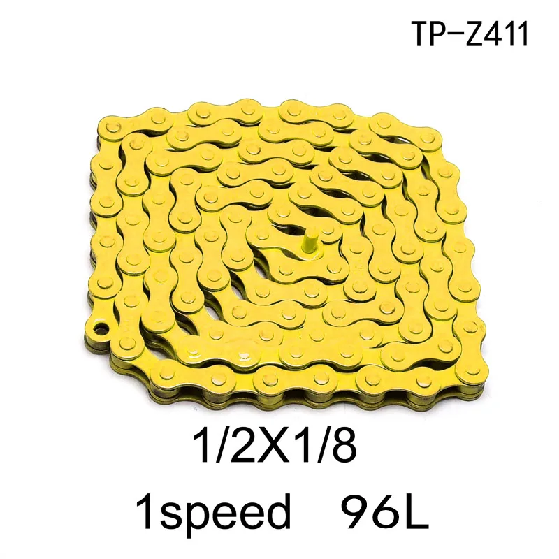 Велосипедная цепь с фиксированной передачей, односкоростная стальная цепь, волшебная кнопка, цепь, цветная 98 звеньев, 1 шт., велосипедная цепь