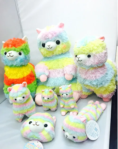 

35cm 45cm Rainbow Alpaca backpack Plush Toy Japan Soft Plush Alpacasso Sheep Llama Stuffed Toy Gifts for kids and Girls