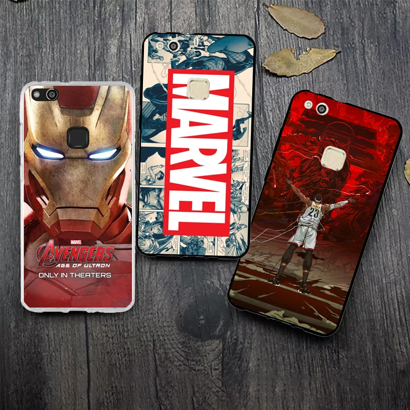 

Phone Case Fundas For Huawei P10 Lite Case Cover For Huawei P 10lite Case Soft Silicon Black Skull Marvels Batman iron man Case