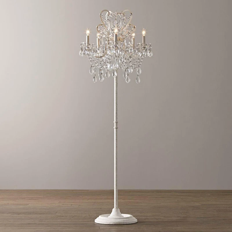 Реплика Manor court lustre crystal 4-5 arm Напольная Лампа винтажная белая состаренная Оловянная Золотая