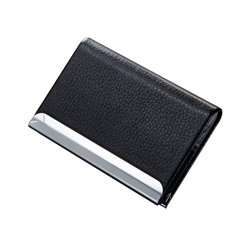 

WESTCREEK Brand High quality artificial leather with stainless steel card holder metal business card case card box