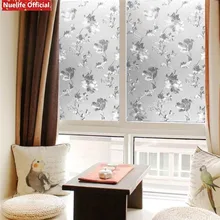 Дешевый электростатический скраб цветок гибискуса 3D рельефный солнцезащитный, изоляционный экран дверь стеклянная фольга ванная комната Офис Гостиная пленка