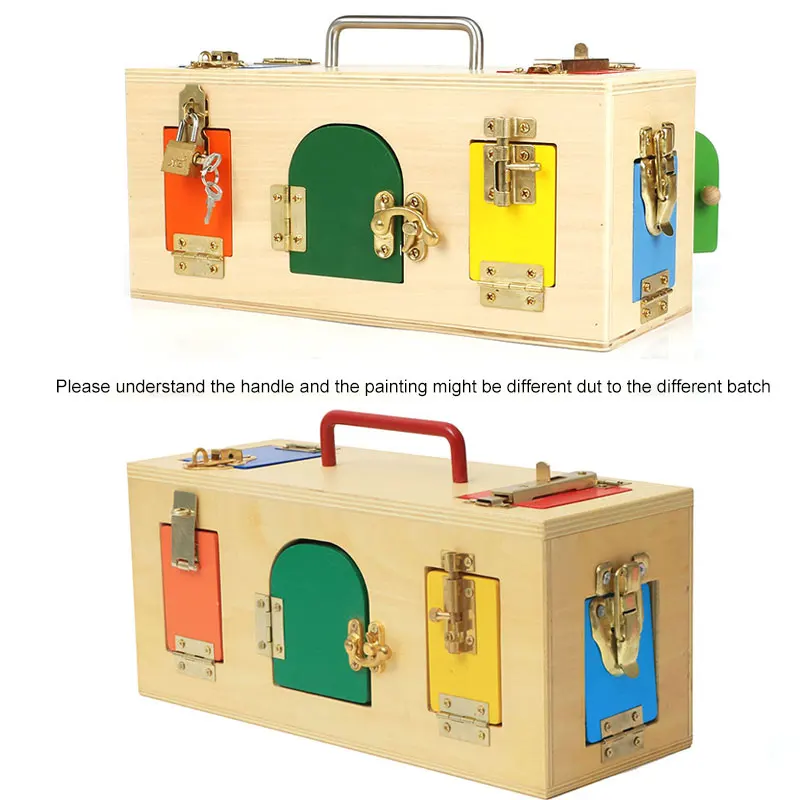 Montessori Toys 3 Years Lock Box Montessori Materials Sensorial Educational Wooden Toys For Children Montessori Baby Toys UE1066