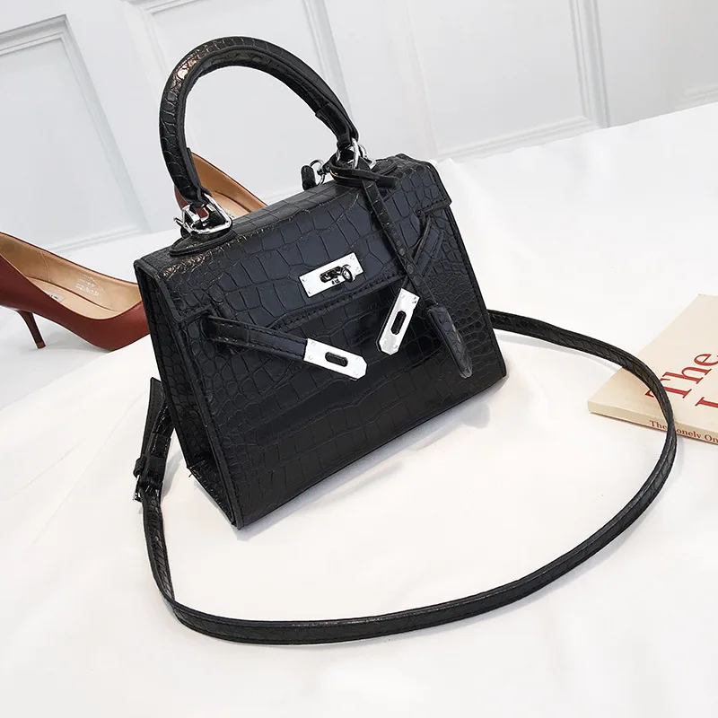 

PU Crocodile Pattern Kelly Shoulder Bag Woman Temperament Retro Handbag Fashion Wild Mini Messenger Bag bolsas feminina S922