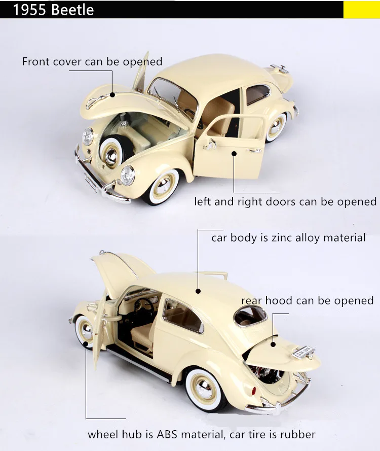 Bburago 1/18 1955 Volkswagen Beetle сплав Ретро модель автомобиля классическая модель автомобиля украшение автомобиля коллекция подарок