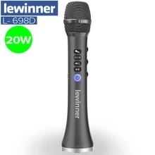 Lewinner, обновленный L-698D, профессиональный, 20 Вт, портативный, беспроводной, Bluetooth, караоке, микрофон, динамик с большой мощностью для пения/встречи