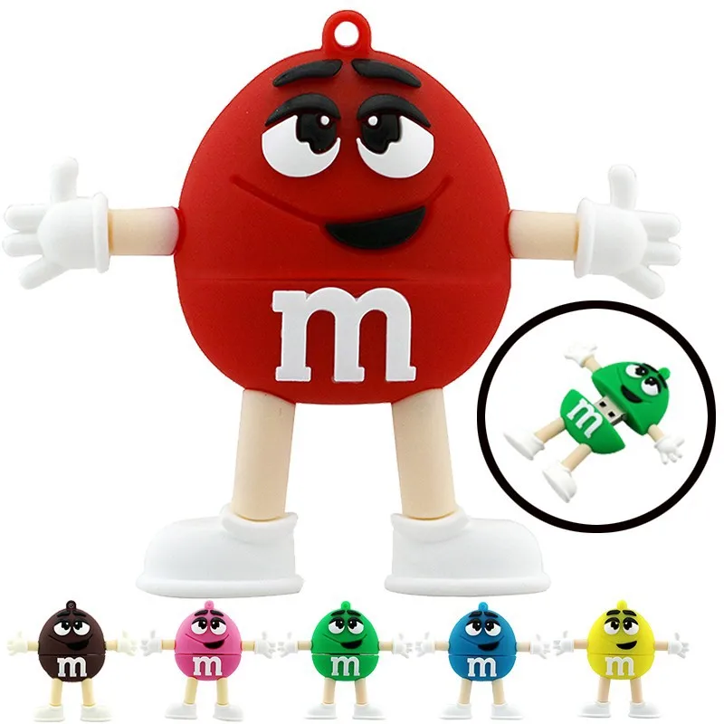 

Cute m&m Rainbow Beans Bulk Pendrive 128 GB USB Flash Drive 128GB 64GB 32GB 16GB 8GB Pen Drive Memoria USB Memory Stick U Disk