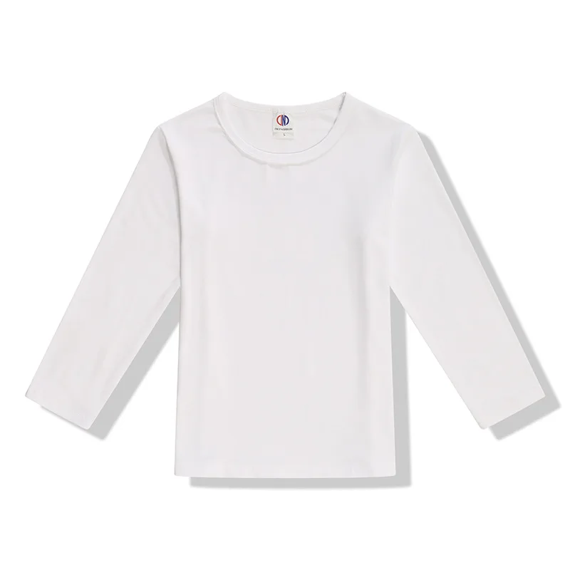 

New Solid Color White Long Sleeve Modal Tshirt Kids for 3 To10 Years Old Heat Tranfer Printing Children T-Shirt S To 3XL