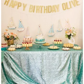 Pretty Glitter Rose Gold Rectangular Sequin Tablecloth 100cm/120cm for Wedding Party Cake Tablecloth DIY Christmas Home Decor