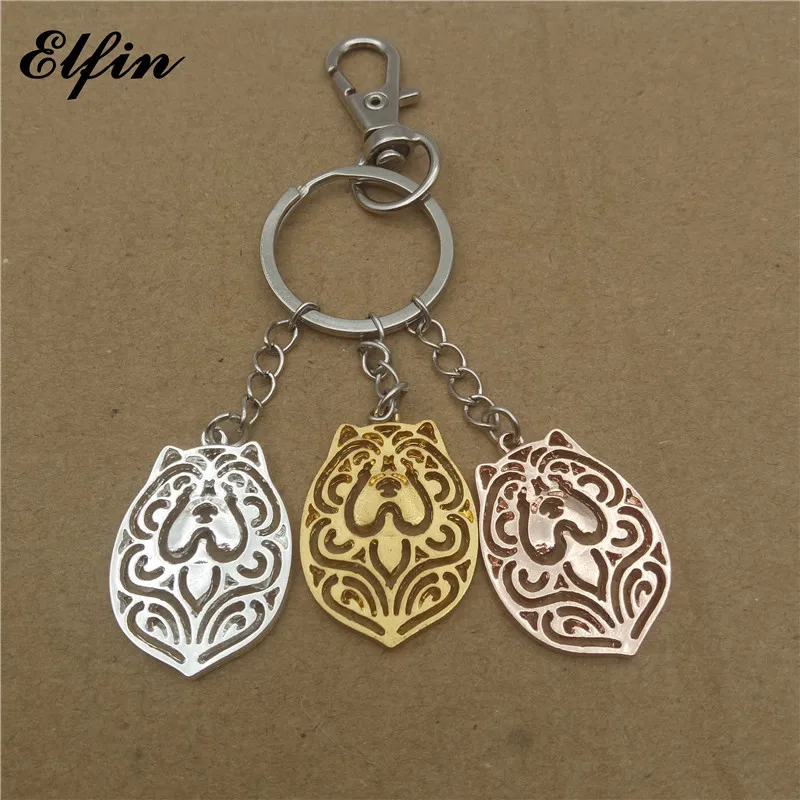 Elfin Wholesale 2017 Trendy Chow Chow Key Chains Gold Color Silver Color Animal Pet Memorial Key Rings Jewellery Women