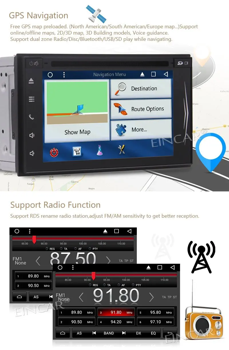 Top 2 Din Head Unit In Dash Android 7.1 Radio Octa-core Car GPS Stereo DVD Player Touchscreen Autoradio Bluetooth Sat Navigator WIFI 2