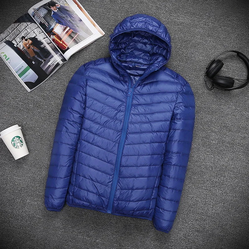 Mens ultra-light oversized short paragraph down jacket thin European and American men's down jacket