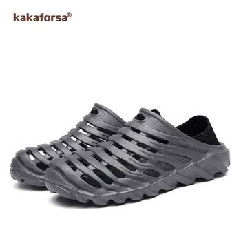 

Kakaforsa Summer Men Beach Sandals Man Hollow Outdoor Beach Slippers Slip On Garden Clogs Flip Flops 2019 Outdoor Sandals