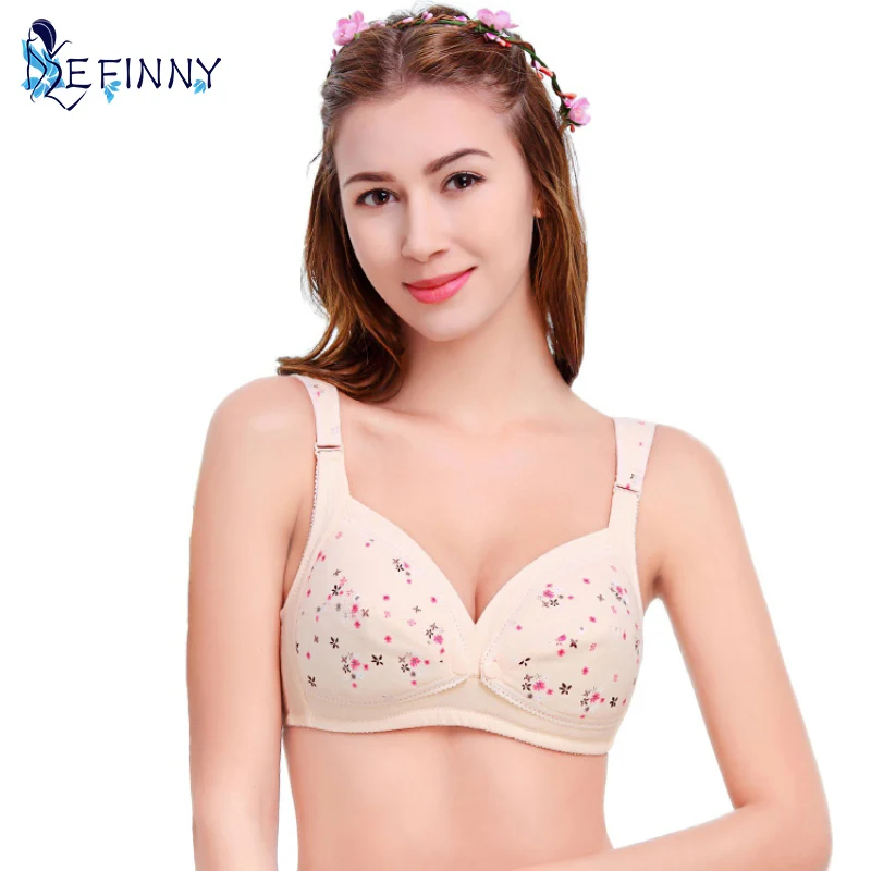 EFINNY 34 42B Women Mum Button Front Closure Feeding Nursing Cotton Bra Adjustable Strap Bras B