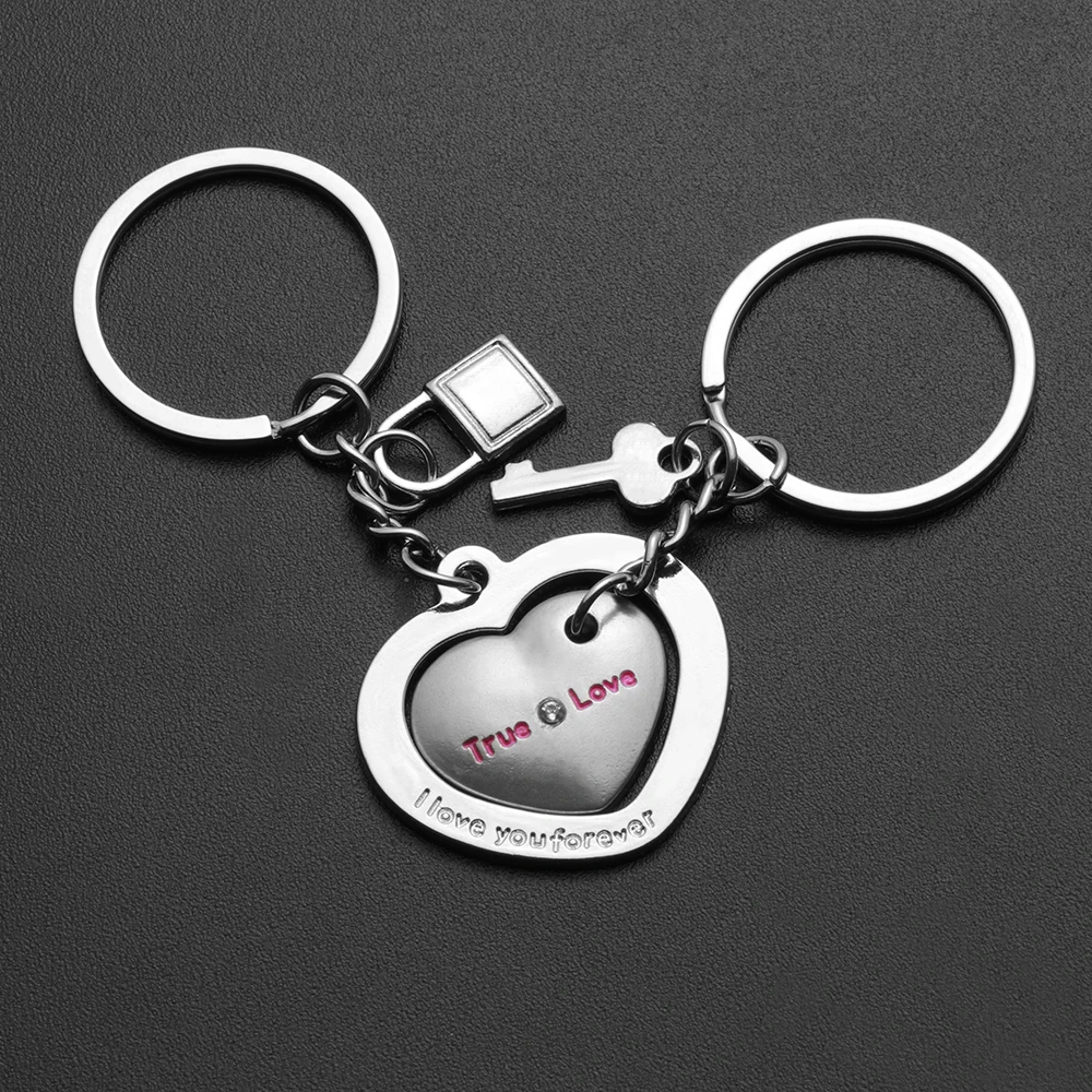 

1 pair Fashion Lover Gift Love Heart Couple Key Chain Ring Keyring Keyfob Couples Partner Bag Pendant