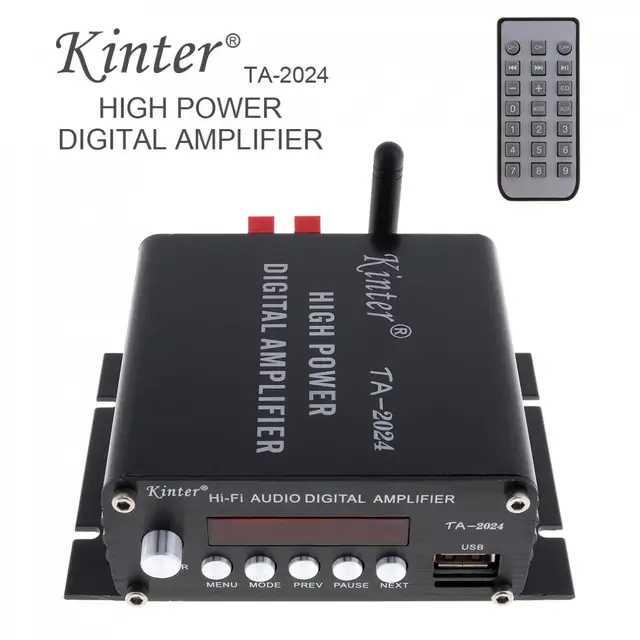 Best Price Kinter TA-2024 Amplifier Audio Speaker Car Bluetooth Class-D Digital Amplifier 15W Player+Remote Controller +3A Power Supply