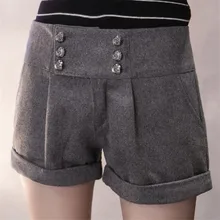 

VISNXGI 2018 Style Design Shorts Women Short Trouses Winter Thick Fashion Girl Woolen Warm Woman Fold Plus Size Clothing Buttons