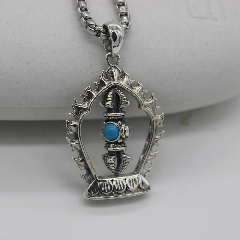 

DL S925 sterling silver jewelry manufacturer Chinese wind flame multiplier vajra Thai silver pendant fashion male money D131