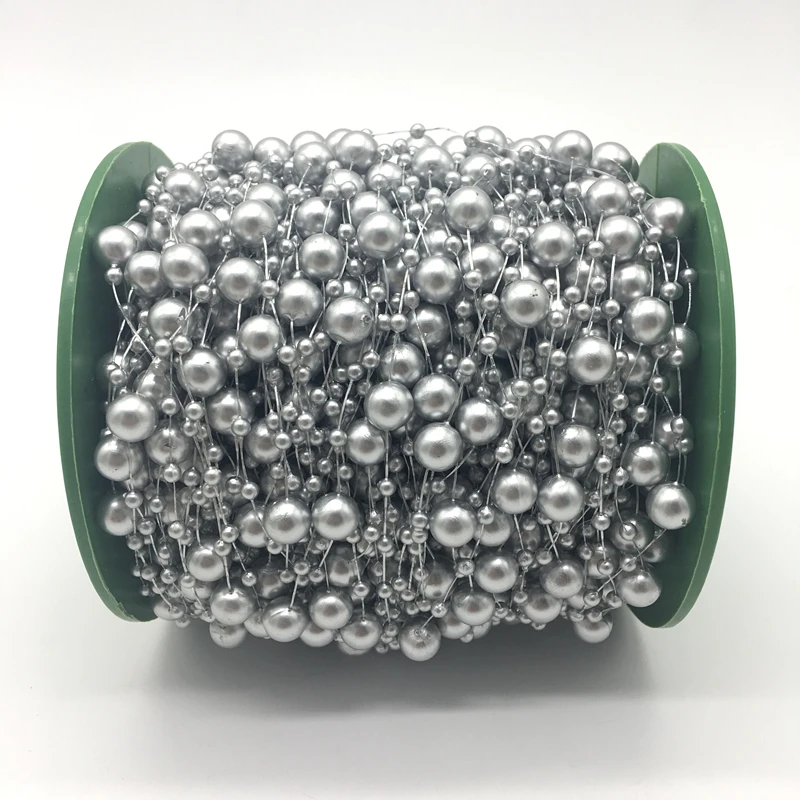 5yards Gray Fishing Line Artificial Pearls Beads Chain Garland Flowers