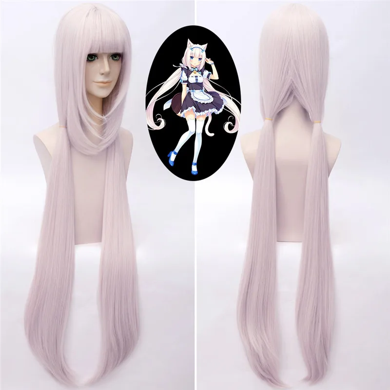 police woman costume Game Nekopara Cosplay Wigs Chocolat and Vanilla Cosplay Wig Synthetic Hair Perucas Cosplay Wig + Wig Cap holidays costumes Cosplay Costumes