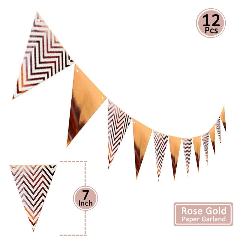 White Just Married Paper Banner Wedding Party Details Decorations Garland For Photo Heart Marriage Decor Rose Gold Streamer - Цвет: rose gold pennant