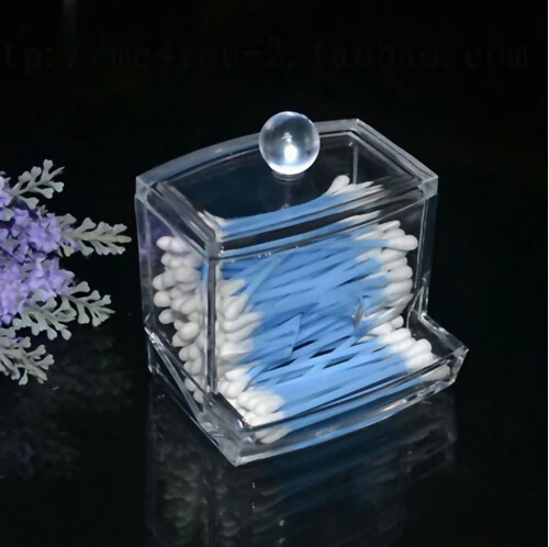 

High quality Design Clear Acrylic Cotton Swab Q-tip Storage Holder Box Cosmetic Makeup Case