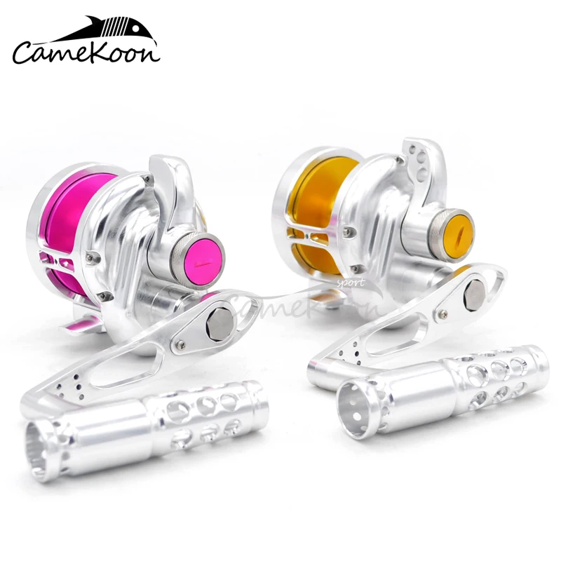 CAMEKOON التقليدية رافعة السحب المالحة لعبة كبيرة الصيد بكرة ماكس السحب 32 كجم المعدني الكامل قوية قارب التصيد بكرة