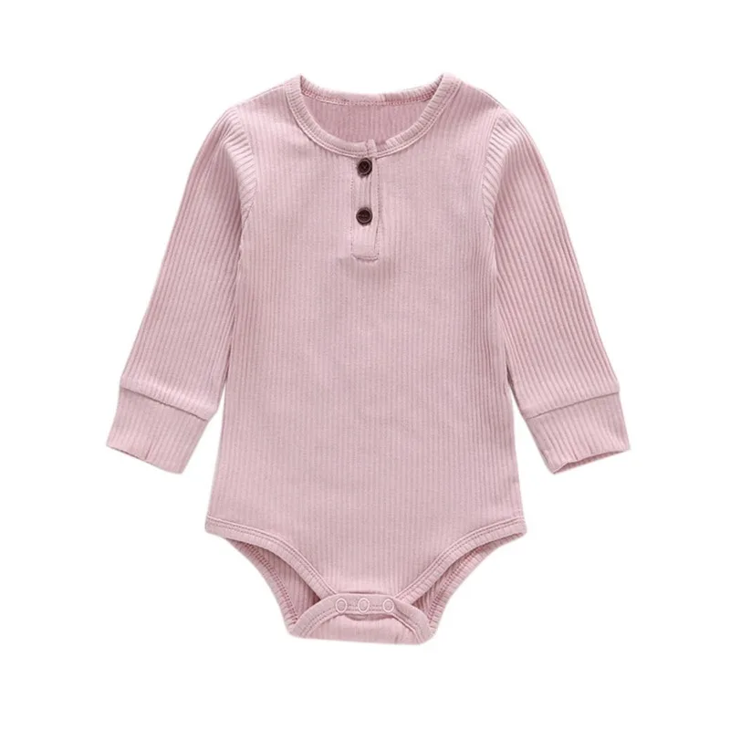 

New Toddler Baby Girls Clothes Basic Pure Color Outfit Long Sleeve Cotton Romper Baby Clothing