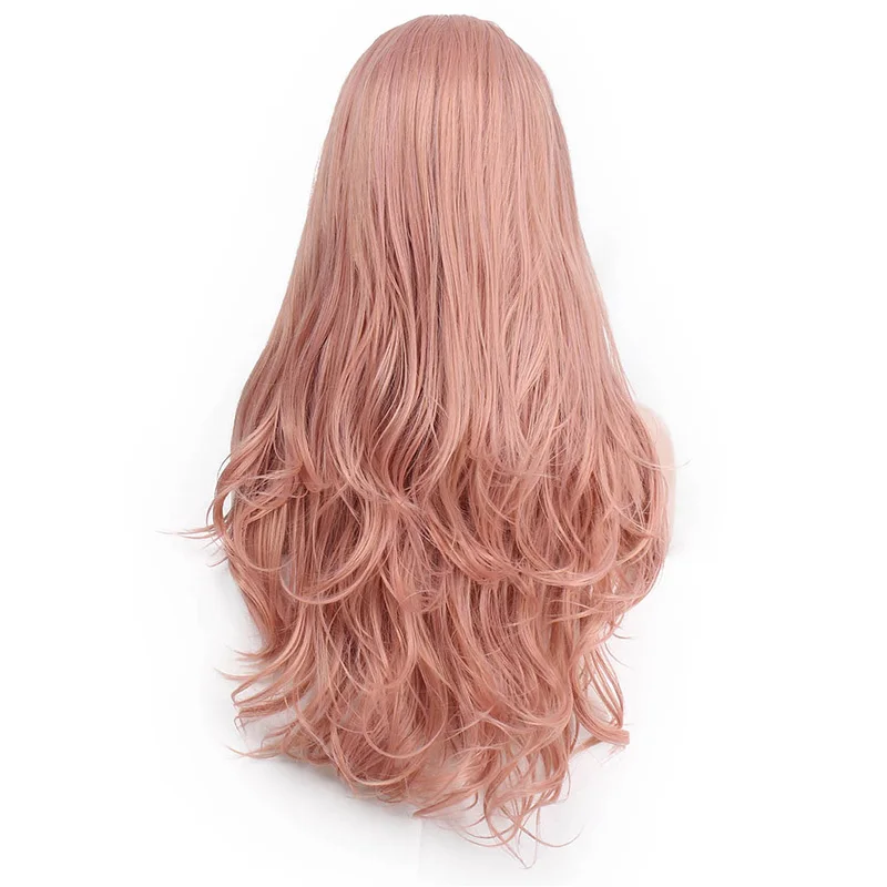 AISI BEAUTY 28 ''длинные волнистые синтетические парики на шнурках спереди, ручная вязка, светлые натуральные бесклеевые черные красные термостойкие волосы для женщин - Цвет: Розовый