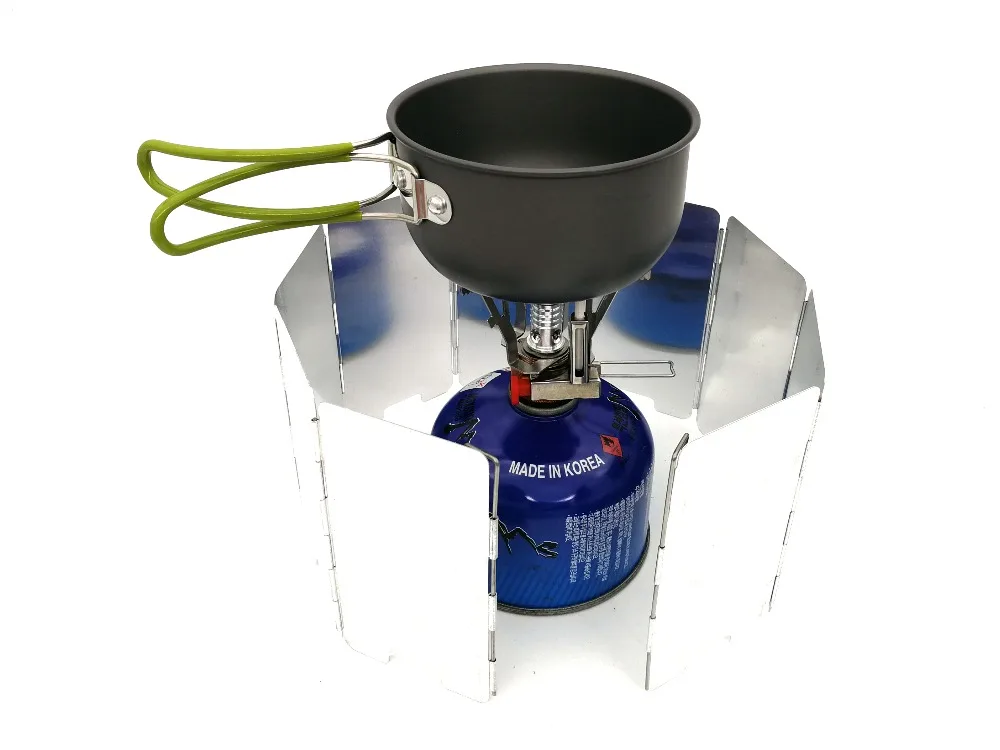 

Camping Hiking Cookware Backpacking Picnic Cooking Tools Set Pot Pan Outdoor Stove Cookware Pot Pan Set With Windshield