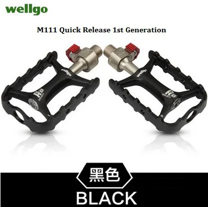Wellgo оригинальные M111 быстросъемные не быстросъемные велосипедные педали для шоссейного велосипеда сверхлегкие педали MTB велосипедные педали с подшипником - Цвет: black