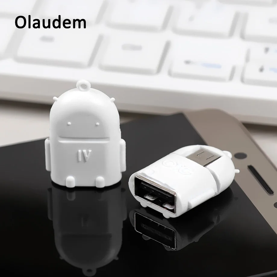 

Olaudem USB Cable Android Cartoon Robot Micro USB OTG Cable Micro USB Adapter Universal Smartphone Converter with OTG ADT268