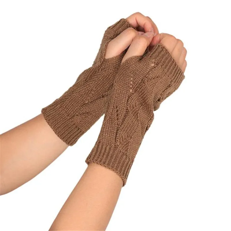   Fashion Knitted Arm Fingerless Winter Gloves Unisex Soft Warm Mitten winter gloves guantes eldiven handschoenen 40FE2224