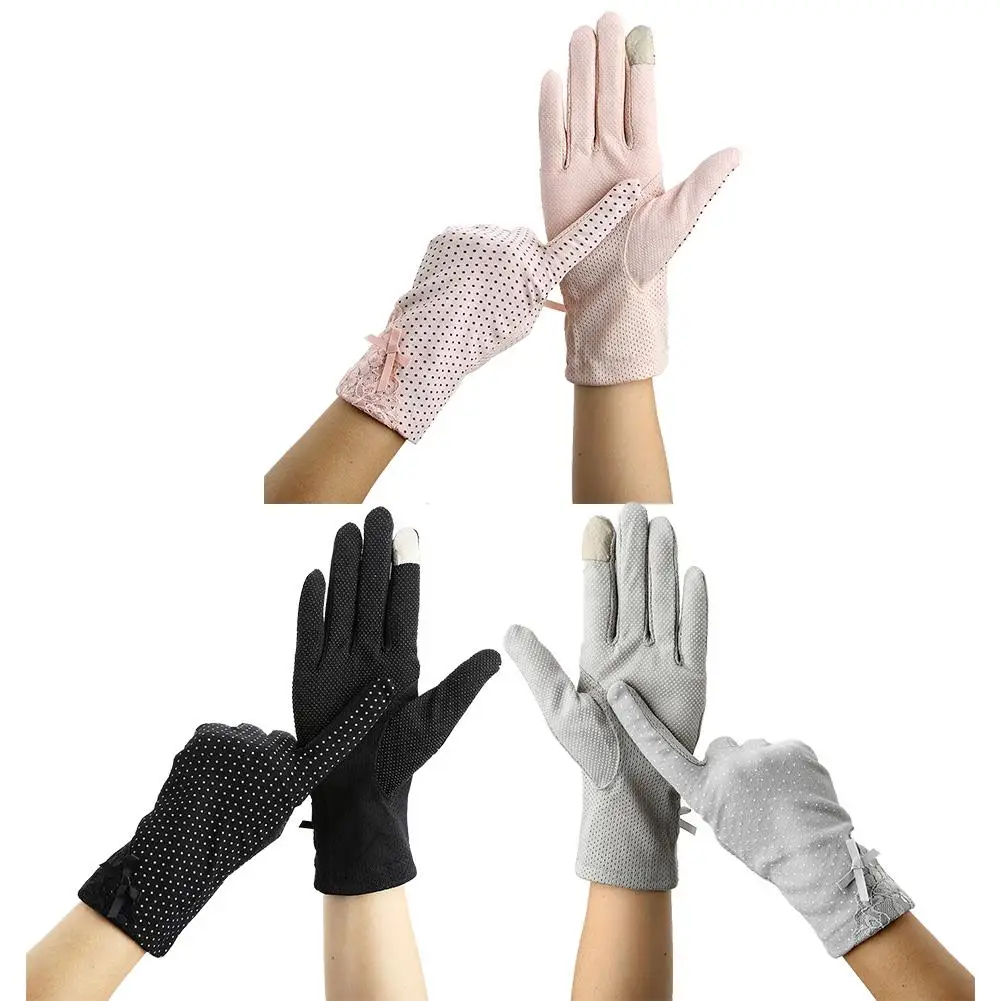 Кружевные перчатки автомобильные для вождения Нескользящие тонкие женские перчатки с сенсорным экраном из хлопка и полиэстера прочные