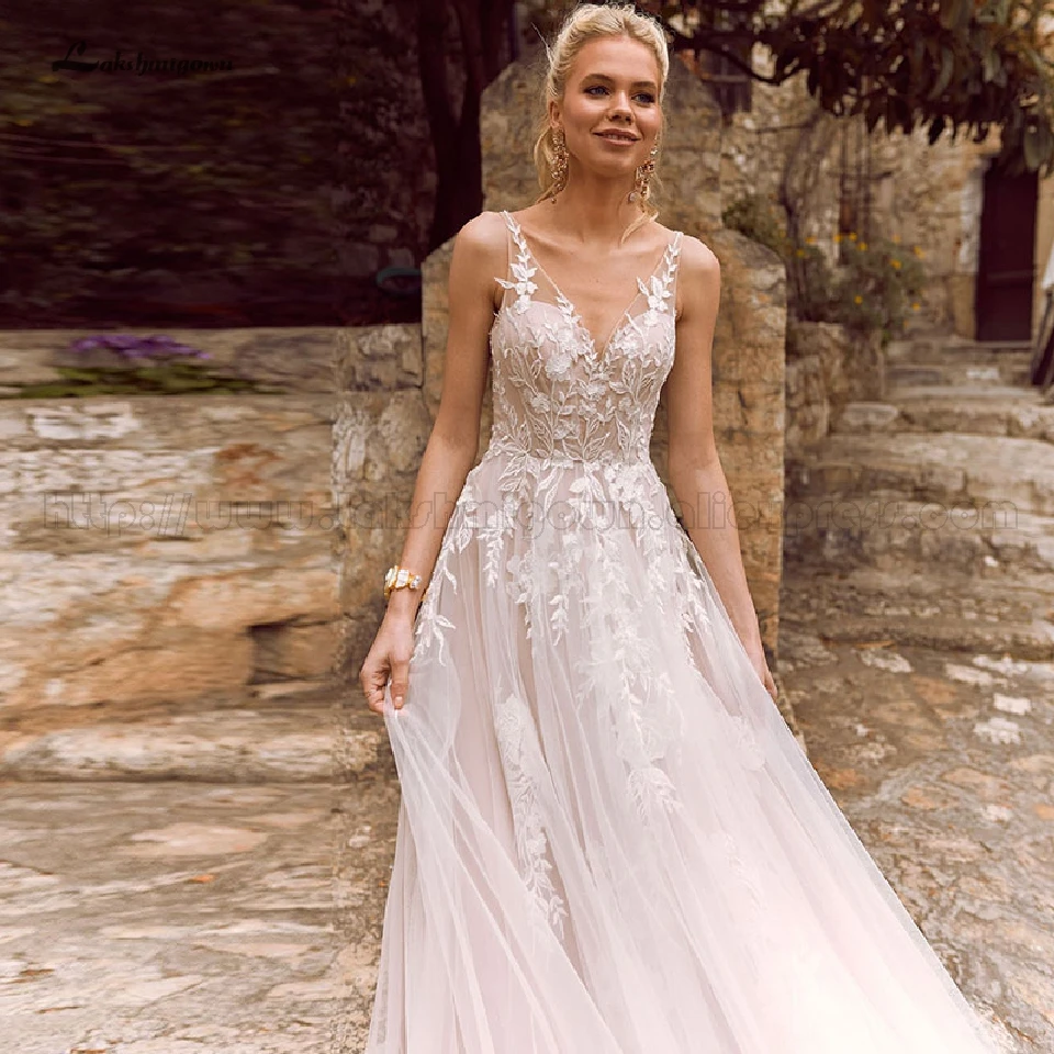 Женское богемное свадебное платье lakshmidress винтажное кружевное с розовой