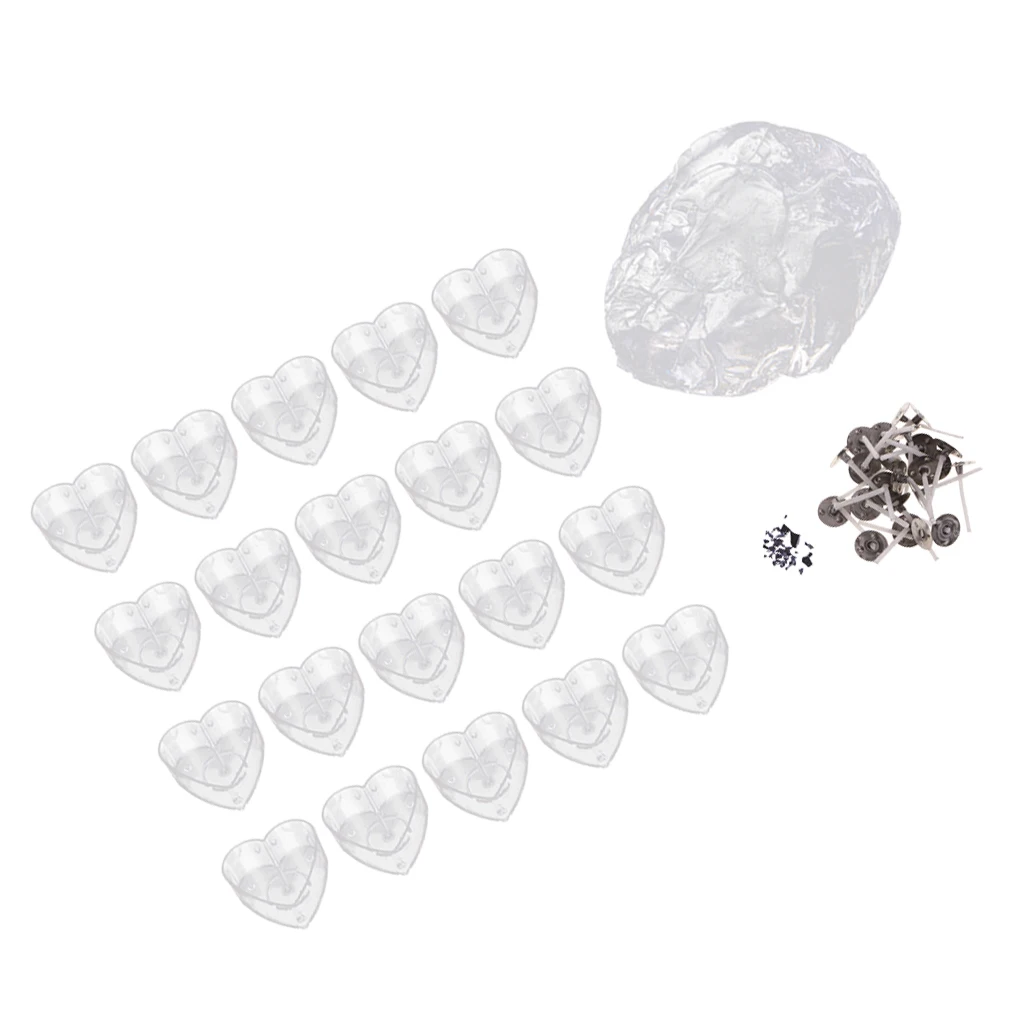 1 Set Candles Making Supplies -Heart Shape Box/Case, Cotton Wicks With Base, Clear Jelly Wax, Pigments-Diy Romantic Candle Kit
