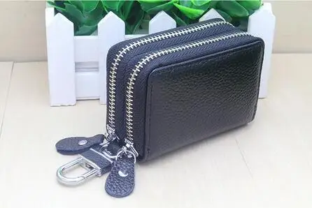 

2017 New Design High Quality Solid Color Genuine Leather Key Wallet For Car Double Layer Wallets Zipper Key Case Wallet
