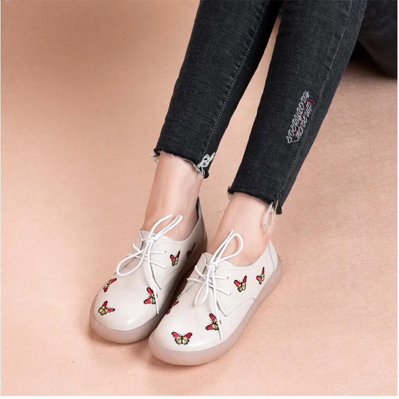 19 frühjahr neue starke untere nicht-slip Oxford schuhe Aus Echtem Leder casual faul schuhe bequem flache stickerei Literarischen Kuh leat